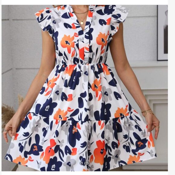 SHEIN Dresses & Skirts - XL Falbala Floral Flutter Mini Dress - Never worn